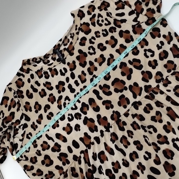 Glitzy Girls Women's 3X leopard print babydoll style elbow length blouse - Picture 7 of 10